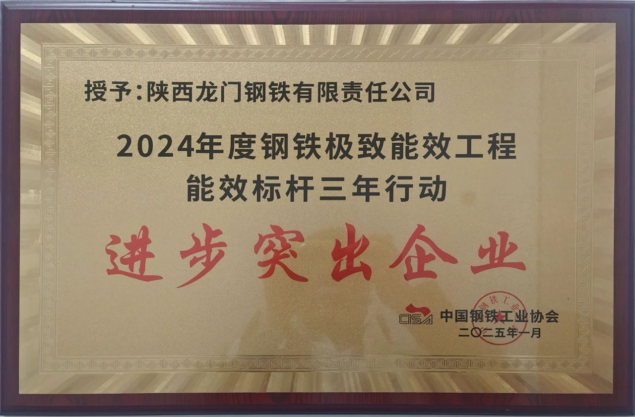 喜訊！龍鋼公司榮獲2024年度鋼鐵極致能效工程能效 標桿三年行動“進步突出企業(yè)”